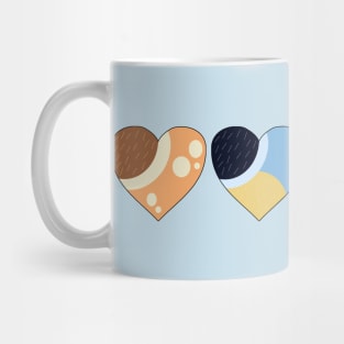 Heeler Family Love Hearts | Bluey-Inspired Color Palette Hearts Mug